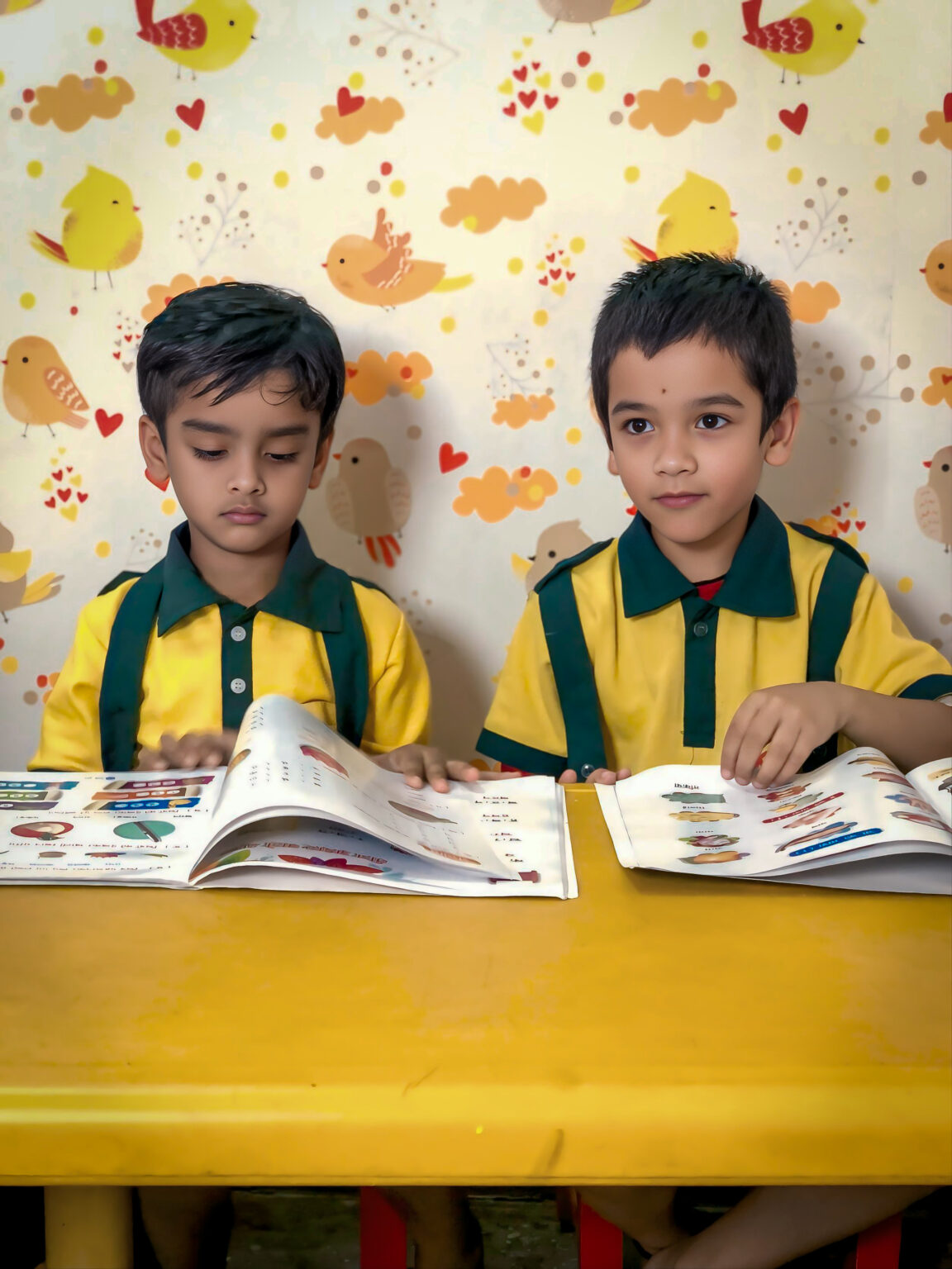 Children playing at the sensory table.